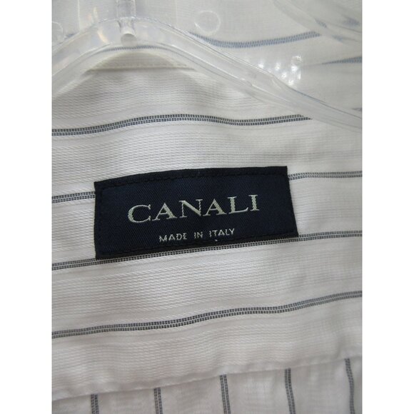 Canali Shirt 18 1/2 Button Down Striped French Cuffs Woven Italy XXL * - Picture 9 of 13